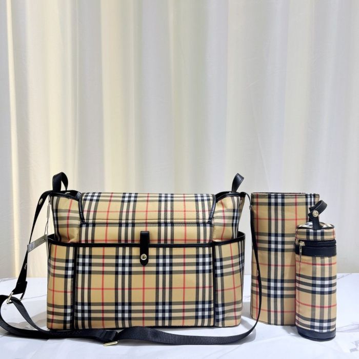 Canvas and split leather baby diaper bag + nursing bottle bag+ cushion, AAA, no box,diaper bag size  40x26x14cm,B98-63