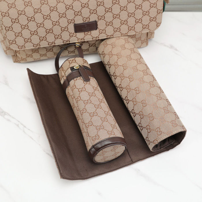 Canvas and split leather baby diaper bag + nursing bottle bag+ cushion, AAA, no box,diaper bag size  40x26x14cm,B98-67