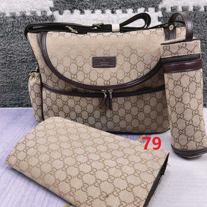 Canvas and split leather baby diaper bag + nursing bottle bag+ cushion, AAA, no box,diaper bag size  40x26x14cm,B98-78-81