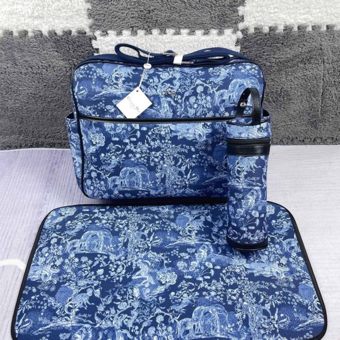 Canvas and split leather baby diaper bag + nursing bottle bag+ cushion, AAA, no box,diaper bag size  40x26x14cm,B98-76