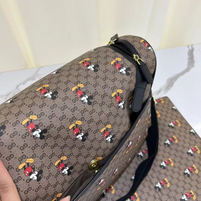 Copy Canvas and split leather baby diaper bag + nursing bottle bag+ cushion, AAA, no box,diaper bag size  40x26x14cm,B98-70