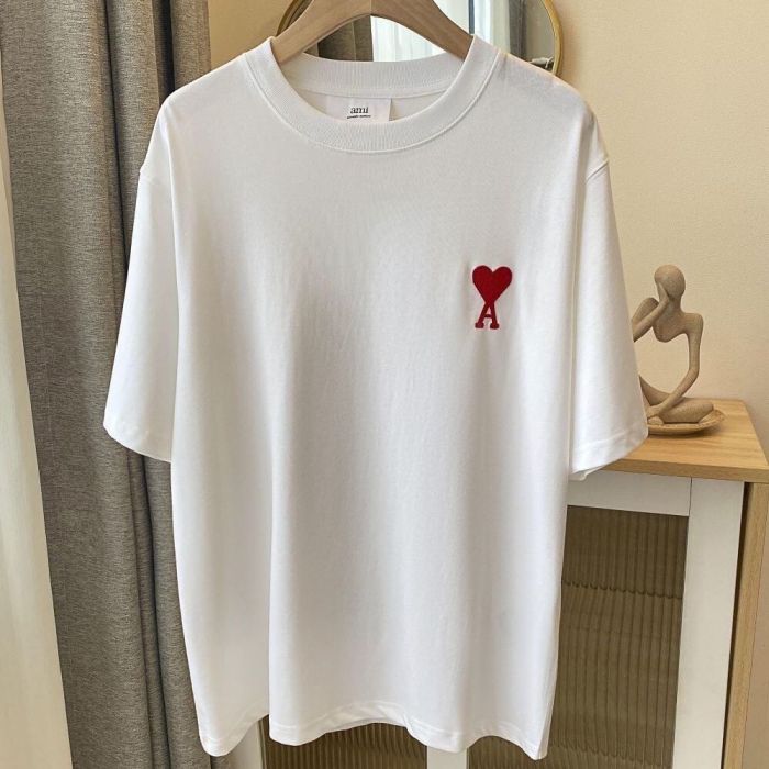 Women men embroidered heart cotton short sleeves t shirt clothes，CL20-32-36