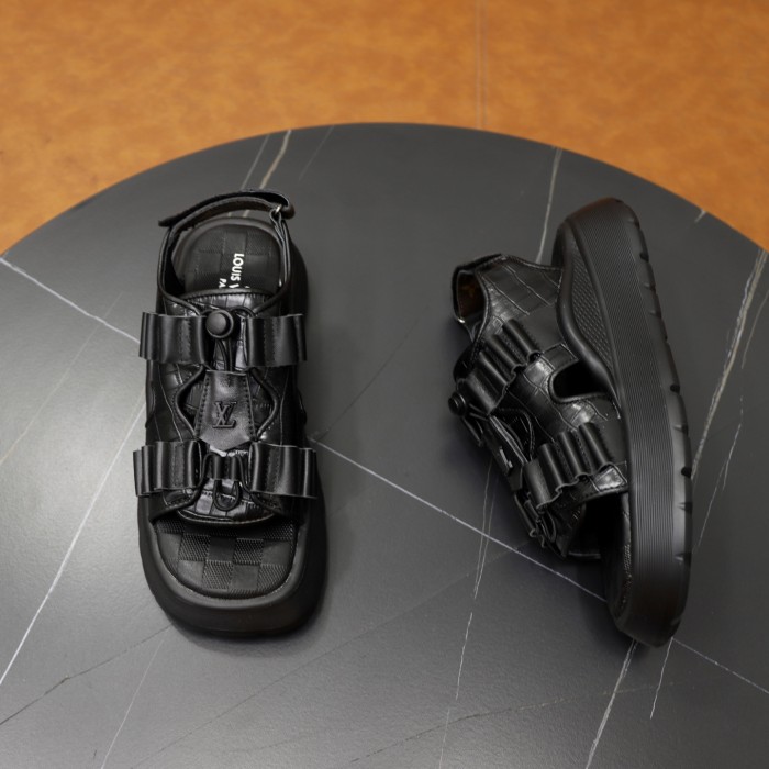 Women men leather flat sandals shoes,size 35-45, SS110-595