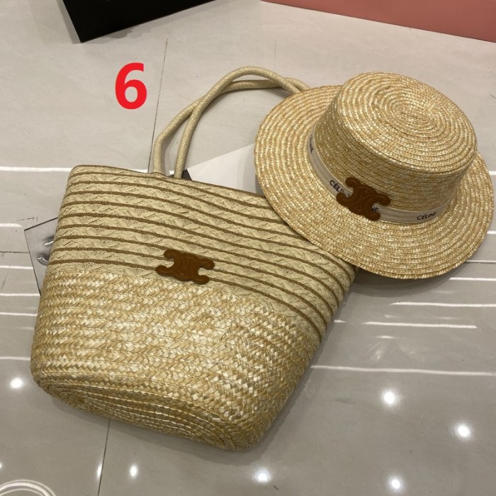 Fashion hat 🏖️➕ straw bag ⛱️ set  ,no box. HX40-2-6