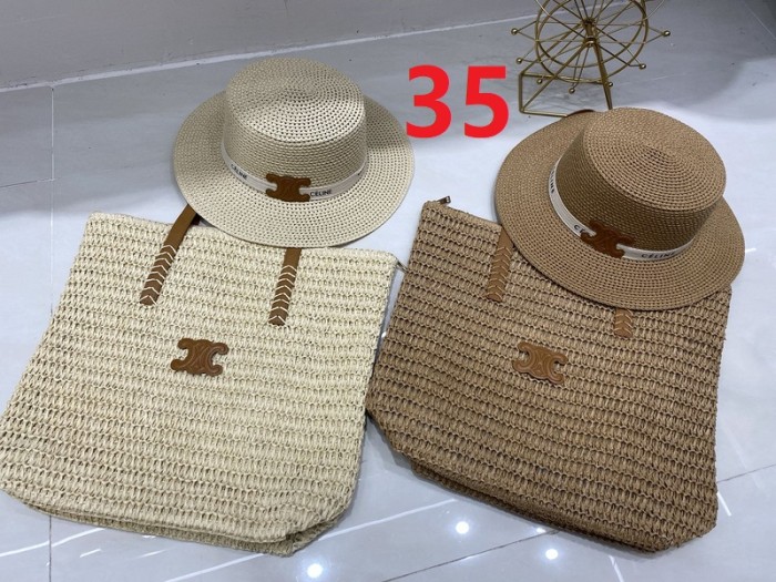Fashion hat 🏖️➕ straw bag ⛱️ set  ,no box. HX40-35