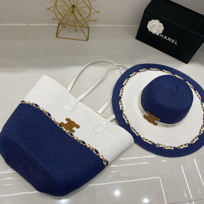 Fashion hat 🏖️➕ straw bag ⛱️ set  ,no box. HX40-37-41