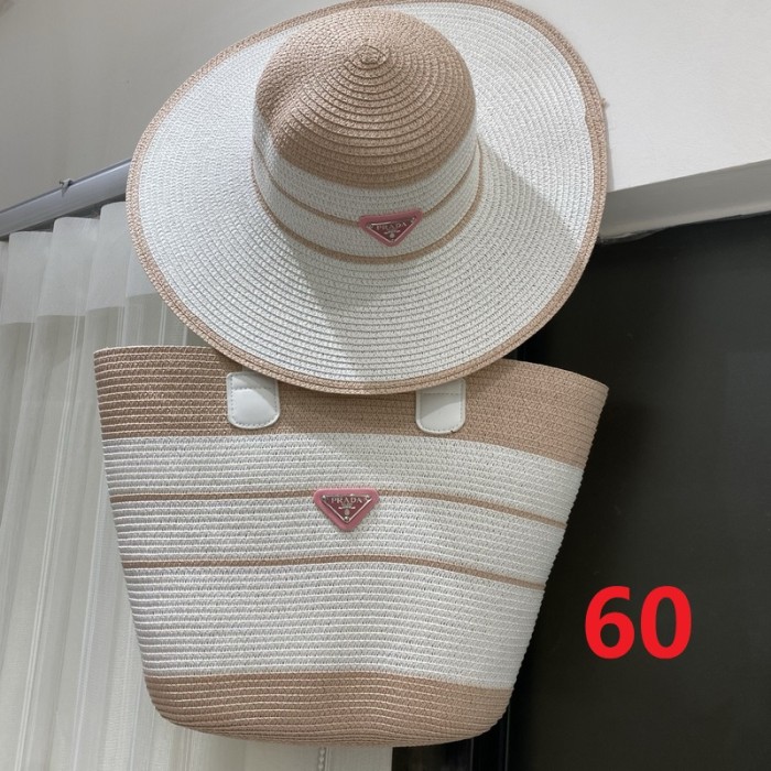 Fashion hat 🏖️➕ straw bag ⛱️ set  ,no box. HX40-58-61