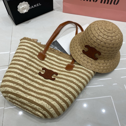 Fashion hat 🏖️➕ straw bag ⛱️ set  ,no box. HX40-27-29