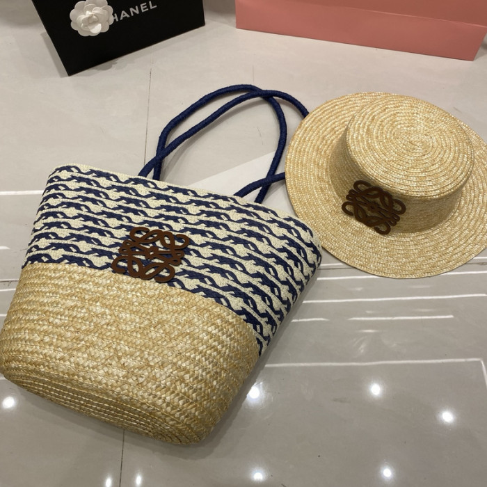 Fashion hat 🏖️➕ straw bag ⛱️ set  ,no box. HX40-7-11