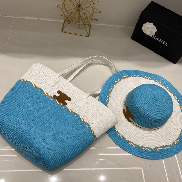 Fashion hat 🏖️➕ straw bag ⛱️ set  ,no box. HX40-37-41