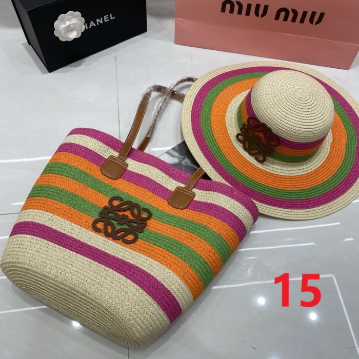 Fashion hat 🏖️➕ straw bag ⛱️ set  ,no box. HX40-15-19
