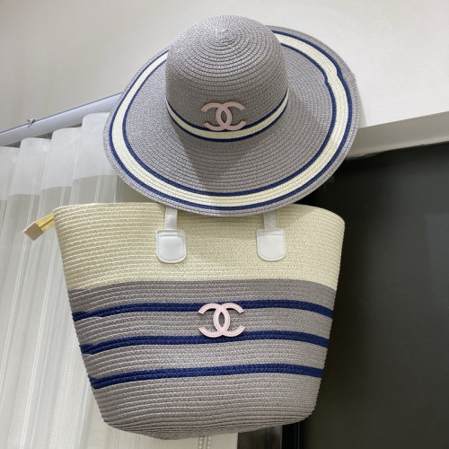 Fashion hat 🏖️➕ straw bag ⛱️ set  ,no box. HX40-43-45