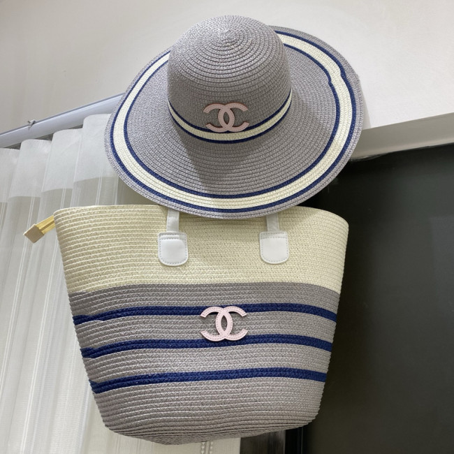 Fashion hat 🏖️➕ straw bag ⛱️ set  ,no box. HX40-43-45