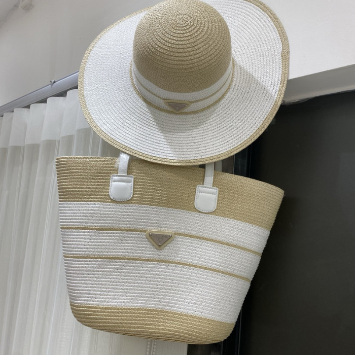 Fashion hat 🏖️➕ straw bag ⛱️ set  ,no box. HX40-58-61