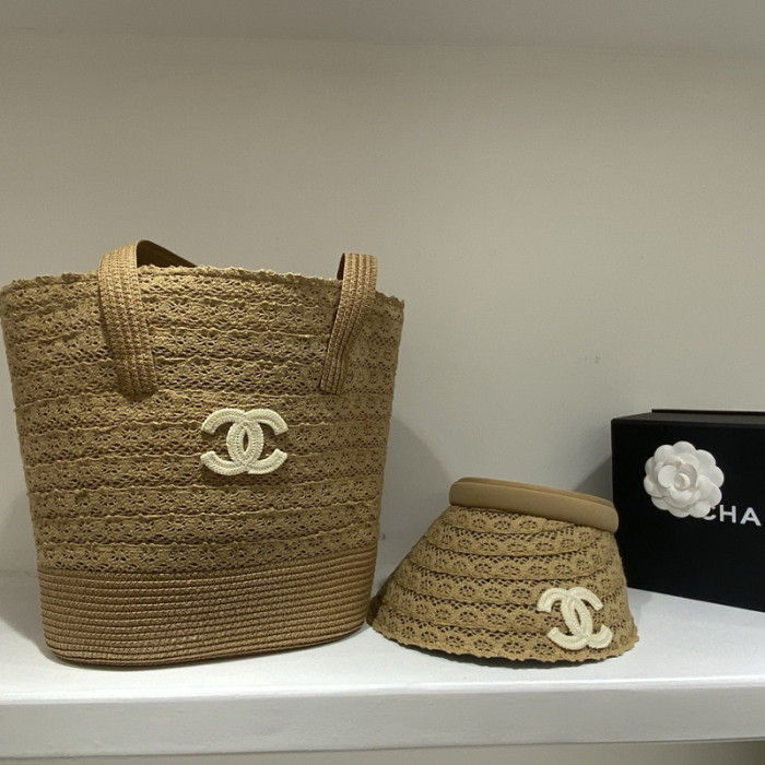 Fashion hat 🏖️➕ straw bag ⛱️ set  ,no box. HX40-54