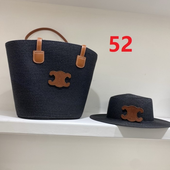 Fashion hat 🏖️➕ straw bag ⛱️ set  ,no box. HX40-49-52