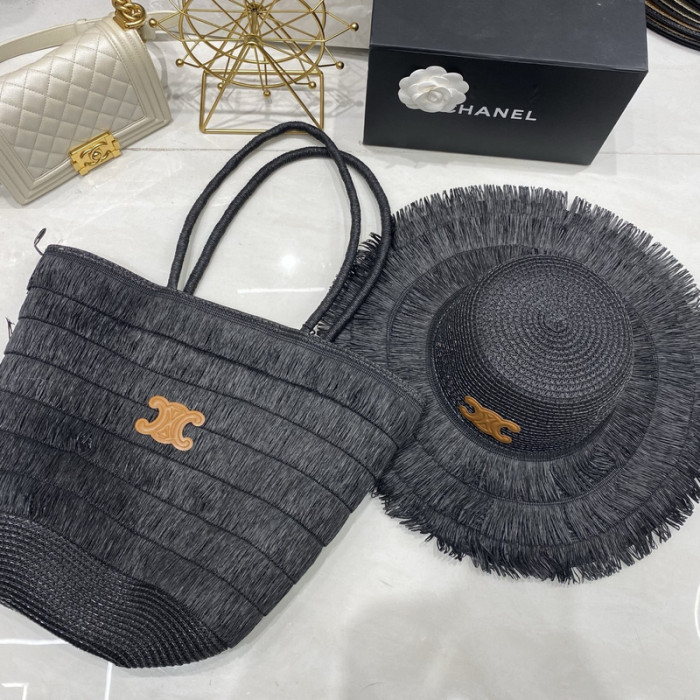 Fashion Tassel hat 🏖️➕ straw bag ⛱️ set  ,no box. HX40-42