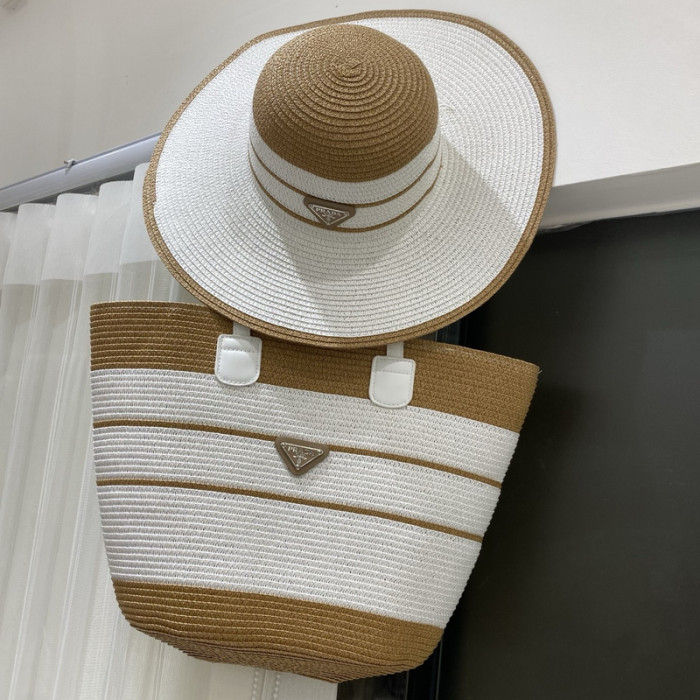 Fashion hat 🏖️➕ straw bag ⛱️ set  ,no box. HX40-58-61