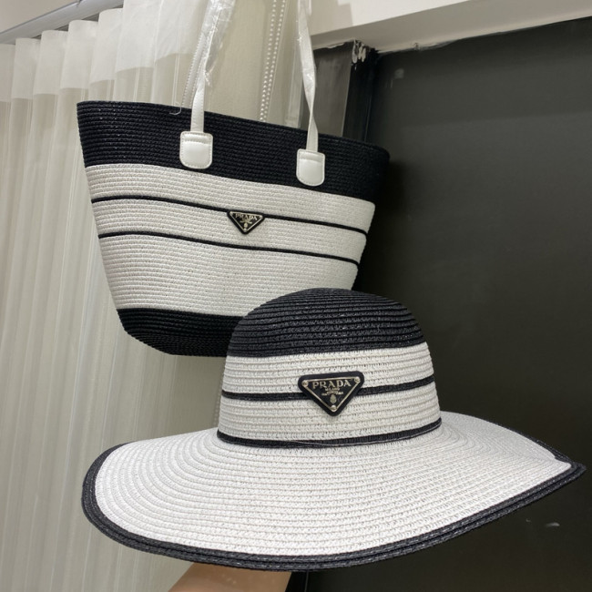 Fashion hat 🏖️➕ straw bag ⛱️ set  ,no box. HX40-58-61