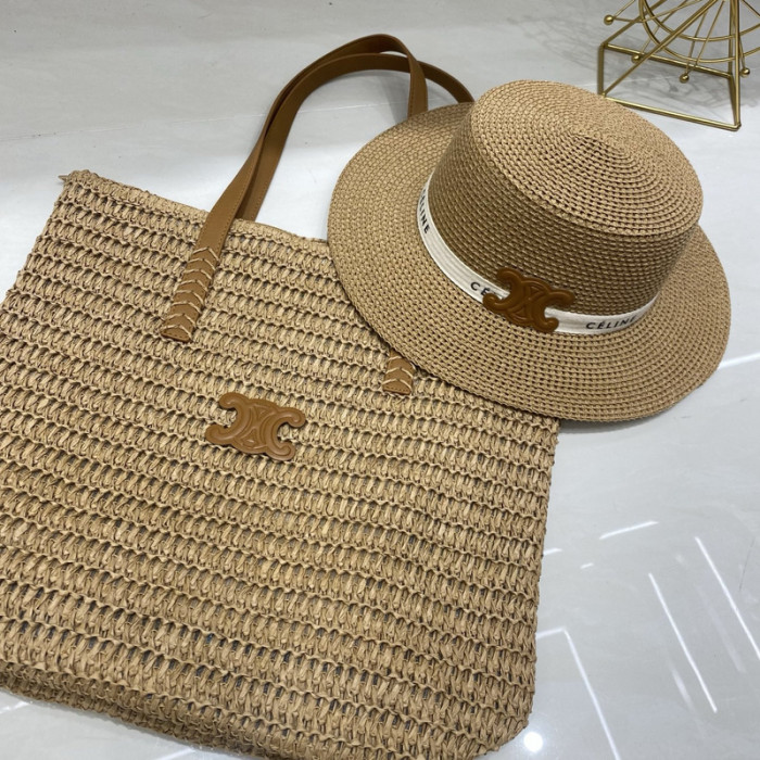 Fashion hat 🏖️➕ straw bag ⛱️ set  ,no box. HX40-35