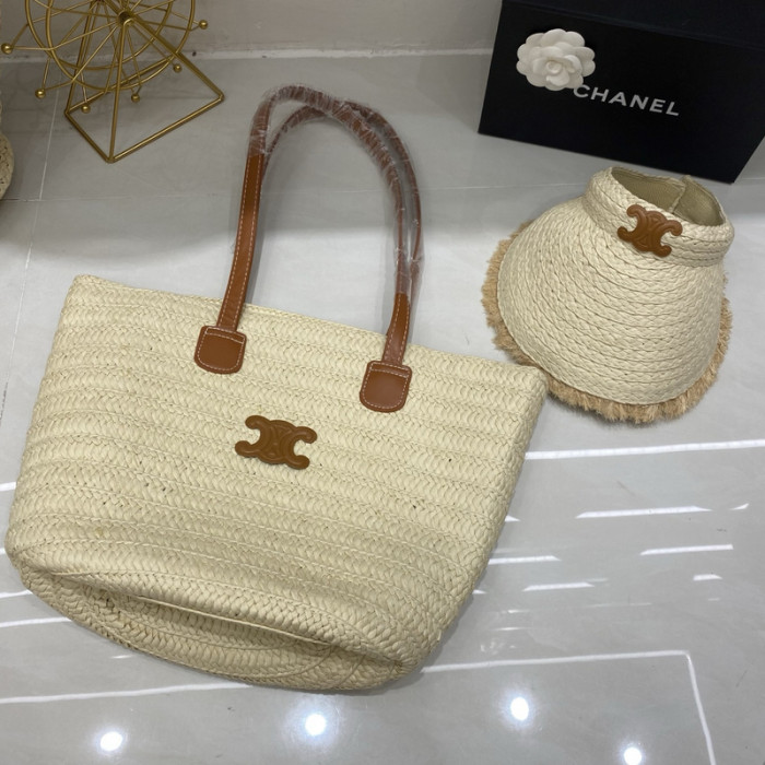 Fashion hat 🏖️➕ straw bag ⛱️ set  ,no box. HX40-24