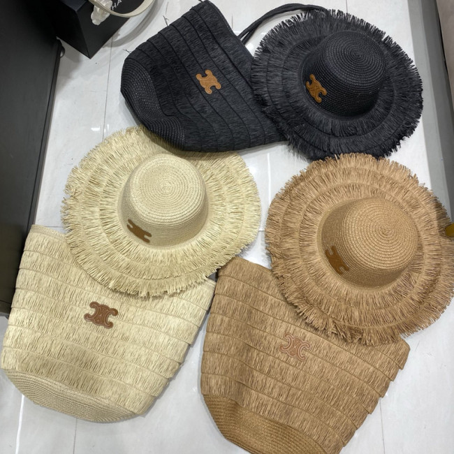 Fashion Tassel hat 🏖️➕ straw bag ⛱️ set ,no box. HX40-42