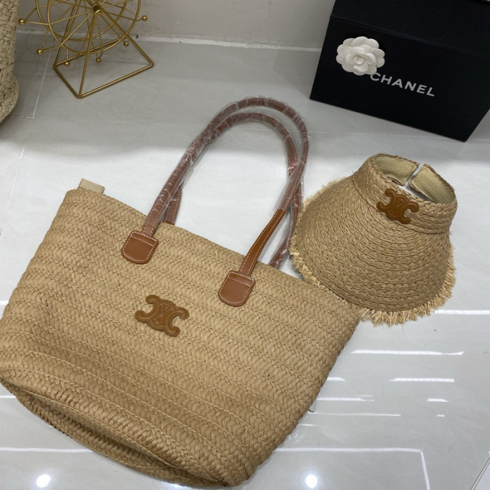 Fashion hat 🏖️➕ straw bag ⛱️ set  ,no box. HX40-24