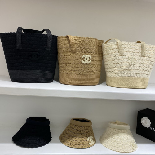 Fashion hat 🏖️➕ straw bag ⛱️ set  ,no box. HX40-54