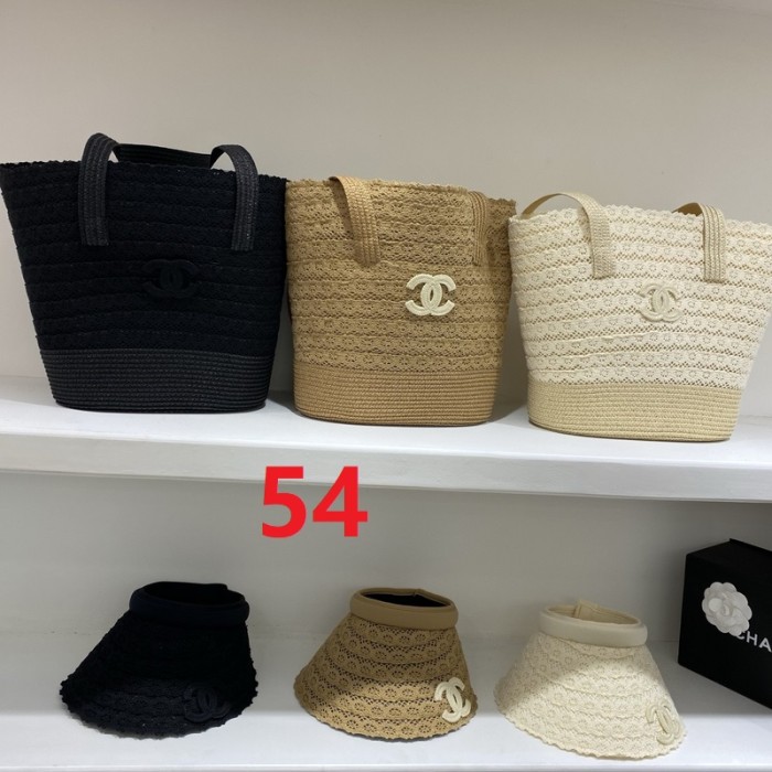 Fashion hat 🏖️➕ straw bag ⛱️ set  ,no box. HX40-54
