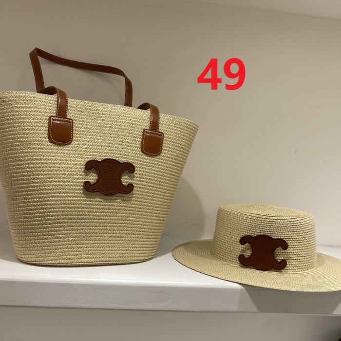 Fashion hat 🏖️➕ straw bag ⛱️ set  ,no box. HX40-49-52