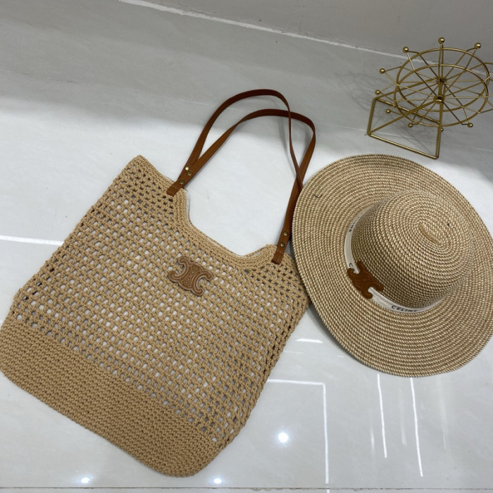 Fashion hat 🏖️➕ straw bag ⛱️ set  ,no box. HX40-36