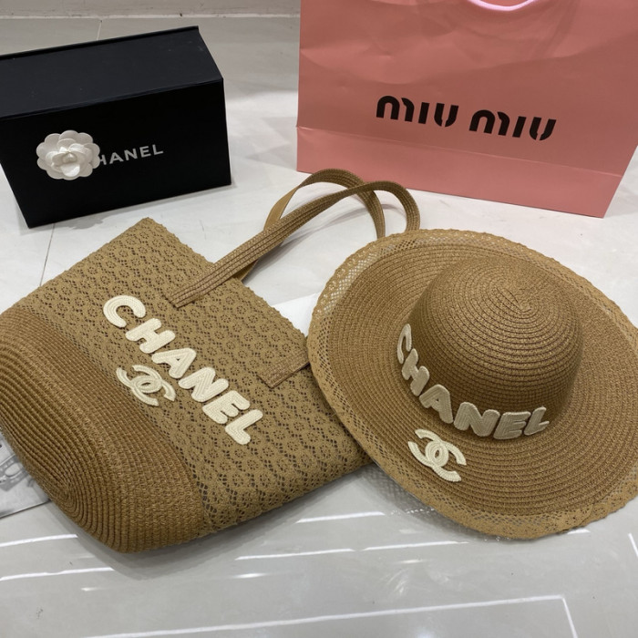Fashion hat 🏖️➕ straw bag ⛱️ set  ,no box. HX40-53