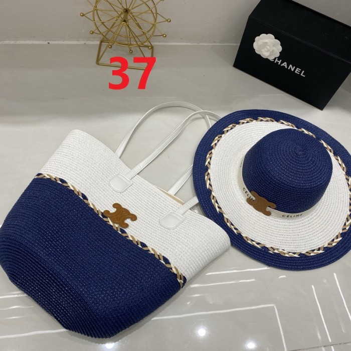 Fashion hat 🏖️➕ straw bag ⛱️ set  ,no box. HX40-37-41