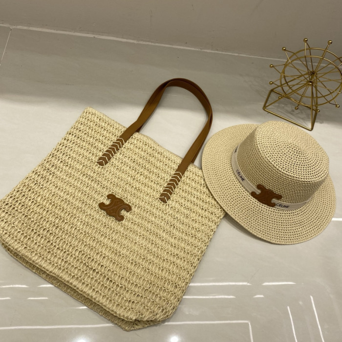 Fashion hat 🏖️➕ straw bag ⛱️ set  ,no box. HX40-35
