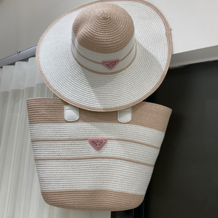 Fashion hat 🏖️➕ straw bag ⛱️ set  ,no box. HX40-58-61