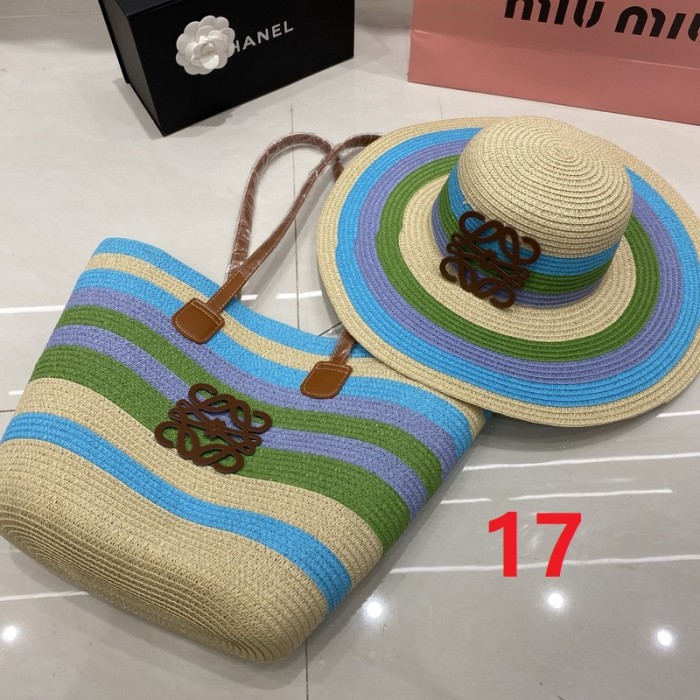 Fashion hat 🏖️➕ straw bag ⛱️ set  ,no box. HX40-15-19