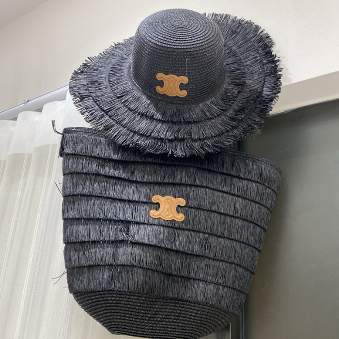 Fashion Tassel hat 🏖️➕ straw bag ⛱️ set  ,no box. HX40-42