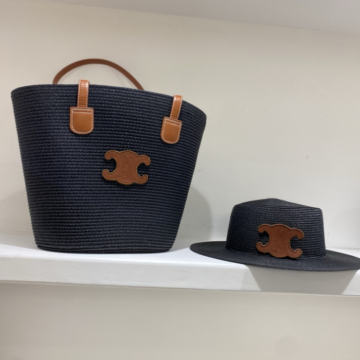 Fashion hat 🏖️➕ straw bag ⛱️ set  ,no box. HX40-49-52