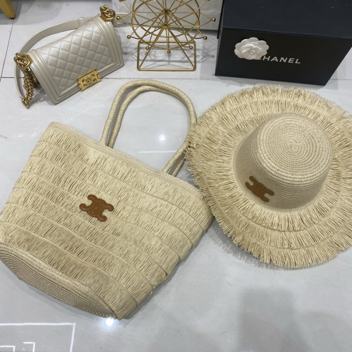 Fashion Tassel hat 🏖️➕ straw bag ⛱️ set  ,no box. HX40-42