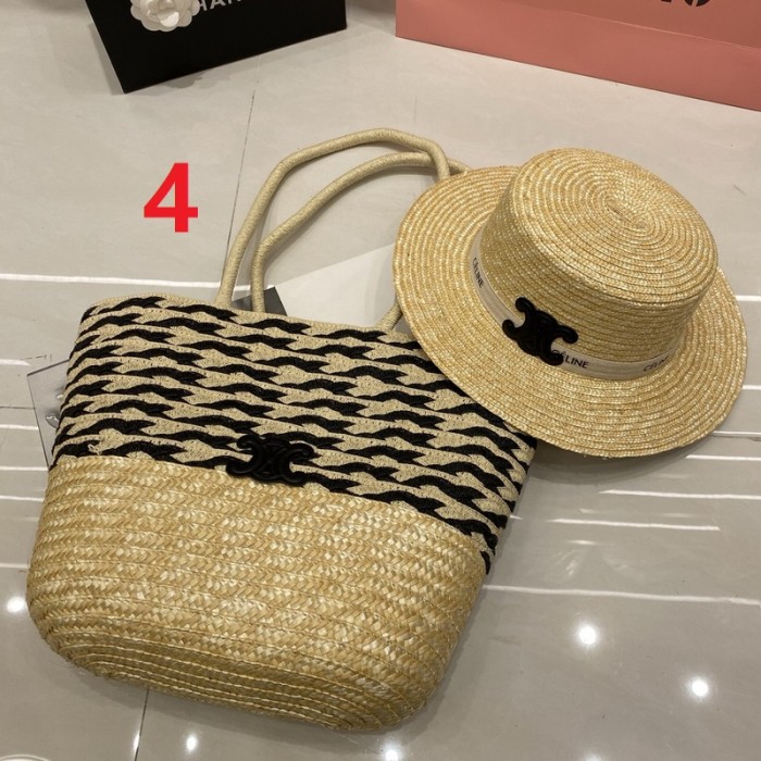 Fashion hat 🏖️➕ straw bag ⛱️ set  ,no box. HX40-2-6
