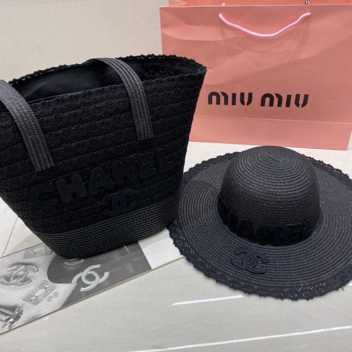 Fashion hat 🏖️➕ straw bag ⛱️ set  ,no box. HX40-53