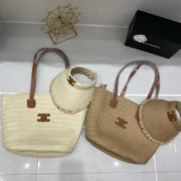 Fashion hat 🏖️➕ straw bag ⛱️ set  ,no box. HX40-24
