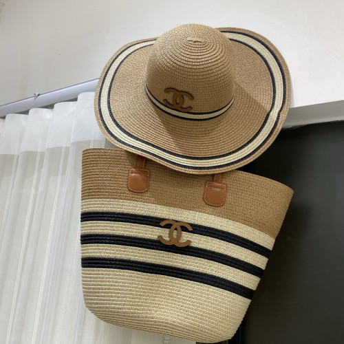 Fashion hat 🏖️➕ straw bag ⛱️ set  ,no box. HX40-43-45