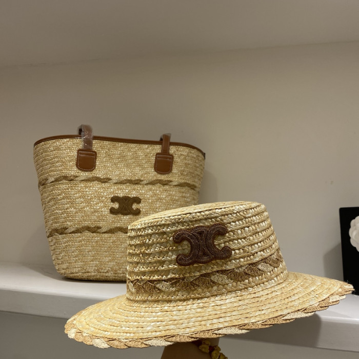 Fashion hat 🏖️➕ straw bag ⛱️ set  ,no box. HX40-25-26