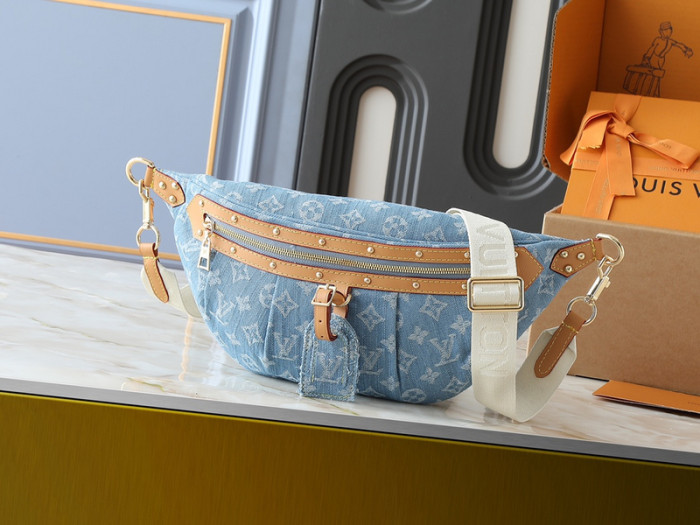 Split leather denim bag ,4A ,size 38x16x7.5cm,no box,  B75-282-285