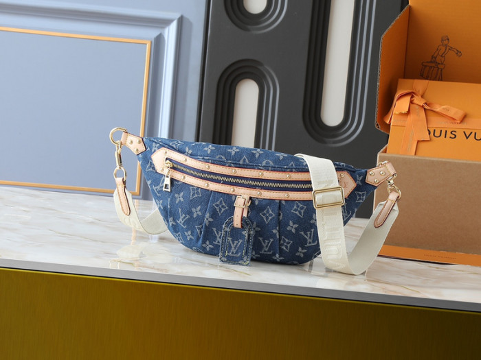 Split leather denim bag ,4A ,size 38x16x7.5cm,no box,  B75-282-285