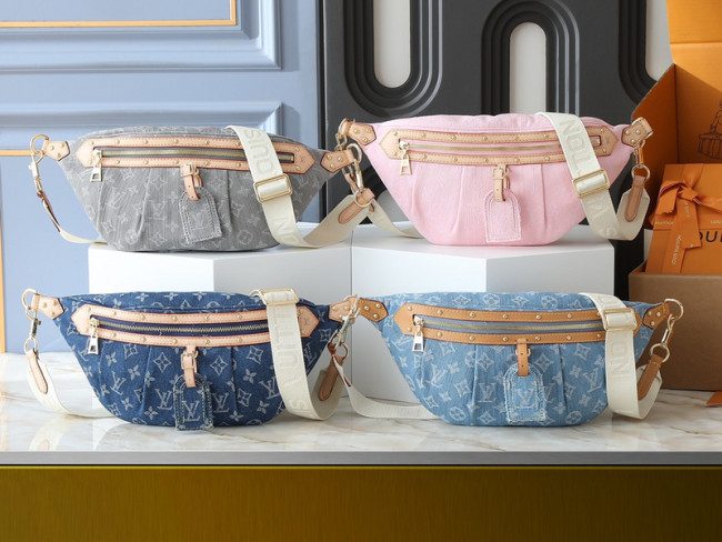 Split leather denim bag ,4A ,size 38x16x7.5cm,no box, B75-282-285