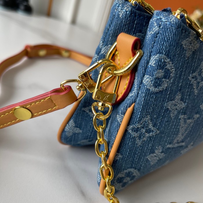 Split leather denim bag ,5A ,size 24.5x13.5x6.5cm,no box,  B88-275