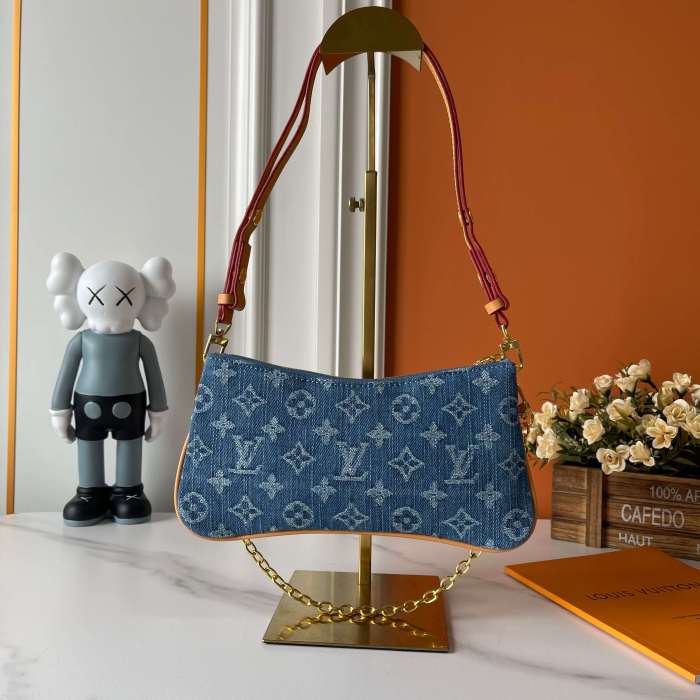 Split leather denim bag ,5A ,size 24.5x13.5x6.5cm,no box,  B88-275