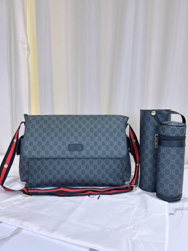 Canvas and split leather baby diaper bag + nursing bottle bag+ cushion, AAA, no box,diaper bag size  42x30x15cm,B98-128